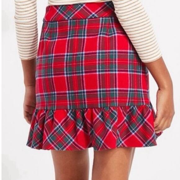 Vineyard Vines Red Plaid Ruffle Mini Skirt 6 School Academia Preppy Collegiate - Picture 9 of 11
